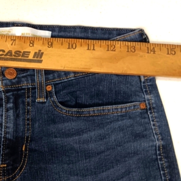 Levi Signature Jean Boyfriend Low Rise Straight Western W4 27x24 Dark Wash Blue - Picture 6 of 11